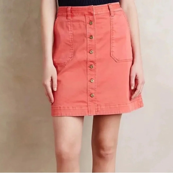 PILCRO AND THE LETTERPRESS by ANTHROPOLOGIE Chino Skirt‎ in Red Rouge - Picture 1 of 9